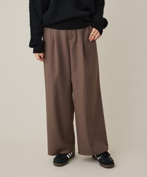 その他パンツ（ブラウン/茶色系・ストライプ柄）ファッション