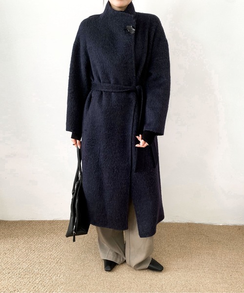 DECADE CLASSIC(ディケイド クラシック)の「DECADE CLASSIC ウールカシミヤステンカラーコート(ステンカラーコート・レディース・ブラウン/ネイビー・FREE)」の2枚目の写真