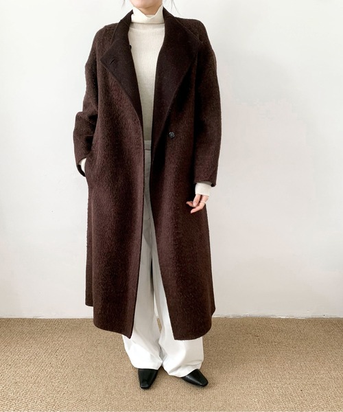 DECADE CLASSIC(ディケイド クラシック)の「DECADE CLASSIC ウールカシミヤステンカラーコート(ステンカラーコート・レディース・ブラウン/ネイビー・FREE)」の1枚目の写真