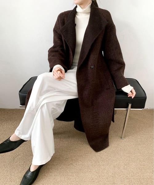 DECADE CLASSIC(ディケイド クラシック)の「DECADE CLASSIC ウールカシミヤステンカラーコート(ステンカラーコート・レディース・ブラウン/ネイビー・FREE)」の15枚目の写真