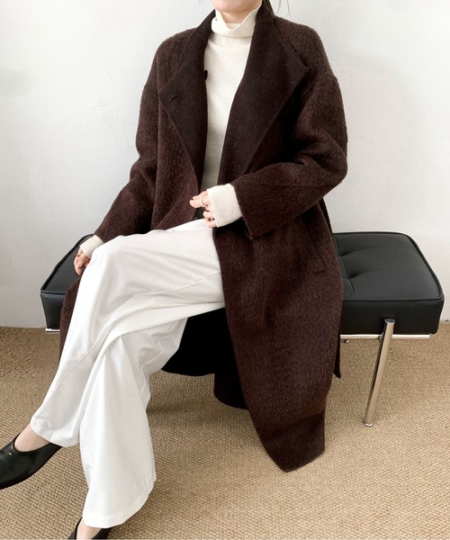 DECADE CLASSIC(ディケイド クラシック)の「DECADE CLASSIC ウールカシミヤステンカラーコート(ステンカラーコート・レディース・ブラウン/ネイビー・FREE)」の16枚目の写真