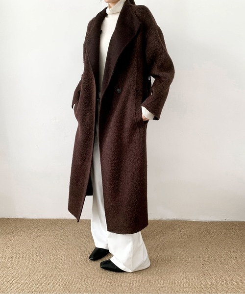 DECADE CLASSIC(ディケイド クラシック)の「DECADE CLASSIC ウールカシミヤステンカラーコート(ステンカラーコート・レディース・ブラウン/ネイビー・FREE)」の11枚目の写真