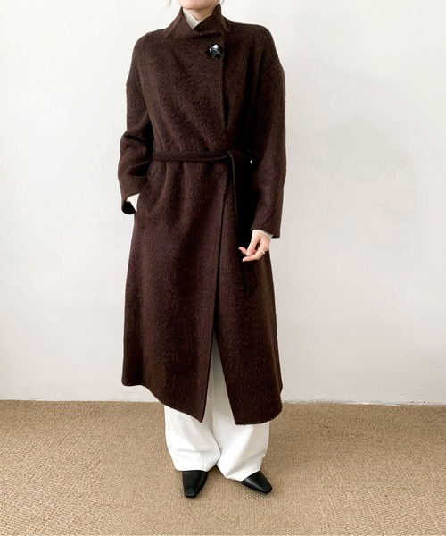 DECADE CLASSIC(ディケイド クラシック)の「DECADE CLASSIC ウールカシミヤステンカラーコート(ステンカラーコート・レディース・ブラウン/ネイビー・FREE)」の9枚目の写真