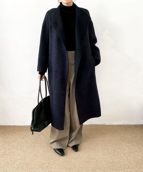 DECADE CLASSIC(ディケイド クラシック)の「DECADE CLASSIC ウールカシミヤステンカラーコート(ステンカラーコート・レディース・ブラウン/ネイビー・FREE)」の5枚目の写真