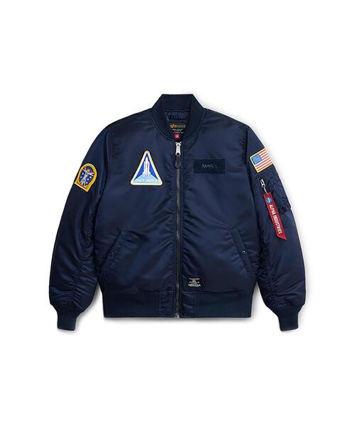 Alpha Industries（アルファインダストリーズ）の「ALPHA INDUSTRIES/アルファ インダストリーズ/NASA MA-1 FLIGHT JACKET /ナサ エムエーワン フライトジャケット（MA-1・メンズ・ネイビー/ブラック・L/M/S/2XL/XL）」の2枚目の写真