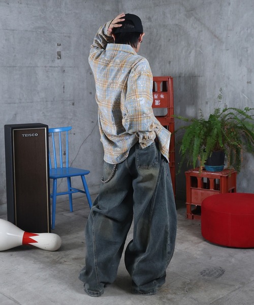 ILL'S（イルズ）の「AW チェック柄シャツ メンズ レディース ユニセックス 【ILL'S】（シャツ/ブラウス・メンズ・ブルー/ブラック・M/L）」の5枚目の写真