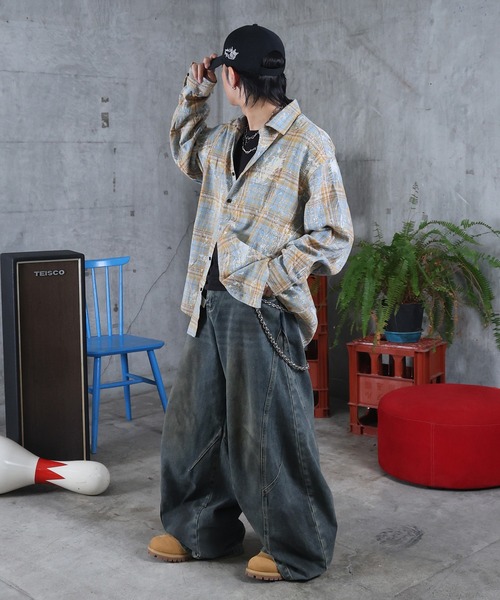 ILL'S（イルズ）の「AW チェック柄シャツ メンズ レディース ユニセックス 【ILL'S】（シャツ/ブラウス・メンズ・ブルー/ブラック・M/L）」の3枚目の写真