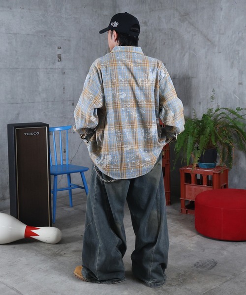 ILL'S（イルズ）の「AW チェック柄シャツ メンズ レディース ユニセックス 【ILL'S】（シャツ/ブラウス・メンズ・ブルー/ブラック・M/L）」の6枚目の写真