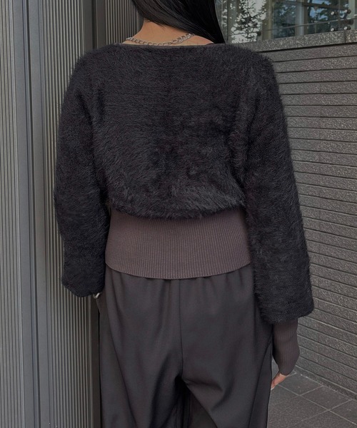 &g'aime（アンジェム）の「【&g'aime】シャギーカーディガン　Shaggy Knit Cardigan（ニット/セーター・レディース・ブラック/グレー/モカ・FREE）」の10枚目の写真