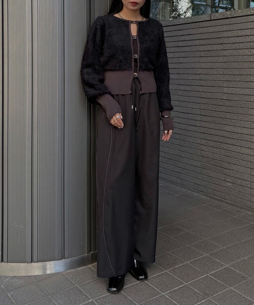 &g'aime（アンジェム）の「【&g'aime】シャギーカーディガン　Shaggy Knit Cardigan（ニット/セーター・レディース・ブラック/グレー/モカ・FREE）」の11枚目の写真