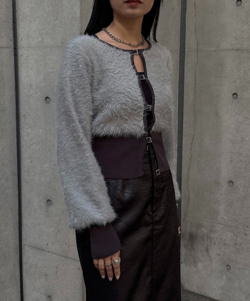 &g'aime（アンジェム）の「【&g'aime】シャギーカーディガン　Shaggy Knit Cardigan（ニット/セーター・レディース・ブラック/グレー/モカ・FREE）」の16枚目の写真