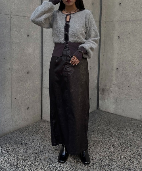 &g'aime（アンジェム）の「【&g'aime】シャギーカーディガン　Shaggy Knit Cardigan（ニット/セーター・レディース・ブラック/グレー/モカ・FREE）」の20枚目の写真