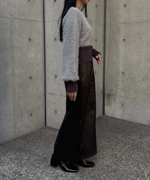 &g'aime（アンジェム）の「【&g'aime】シャギーカーディガン　Shaggy Knit Cardigan（ニット/セーター・レディース・ブラック/グレー/モカ・FREE）」の21枚目の写真