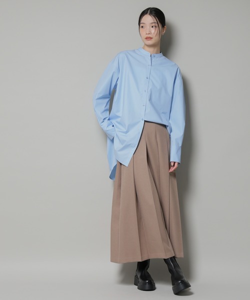 NANO universe（ナノユニバース）の「ワイドプリーツロングスカート（スカート・レディース・モカ/ベージュ/ブラック・FREE）」の5枚目の写真