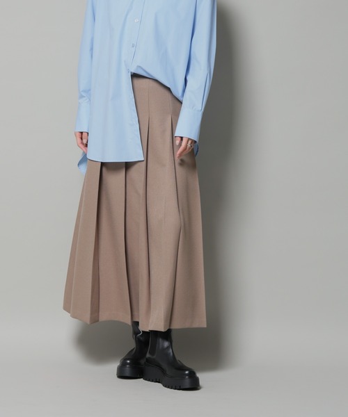NANO universe（ナノユニバース）の「ワイドプリーツロングスカート（スカート・レディース・モカ/ベージュ/ブラック・FREE）」の4枚目の写真