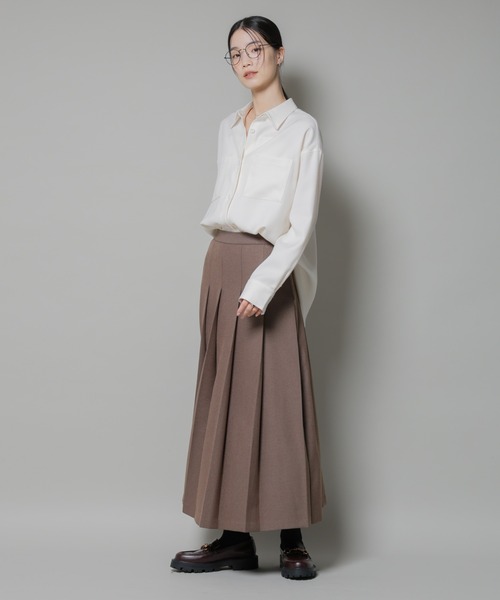 NANO universe（ナノユニバース）の「ワイドプリーツロングスカート（スカート・レディース・モカ/ベージュ/ブラック・FREE）」の12枚目の写真