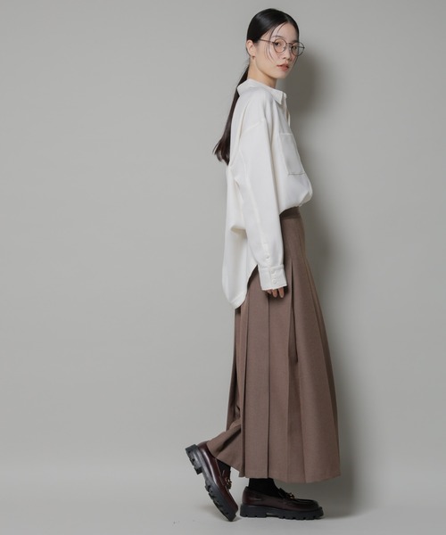 NANO universe（ナノユニバース）の「ワイドプリーツロングスカート（スカート・レディース・モカ/ベージュ/ブラック・FREE）」の14枚目の写真