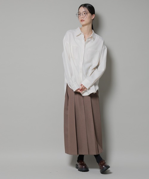 NANO universe（ナノユニバース）の「ワイドプリーツロングスカート（スカート・レディース・モカ/ベージュ/ブラック・FREE）」の15枚目の写真
