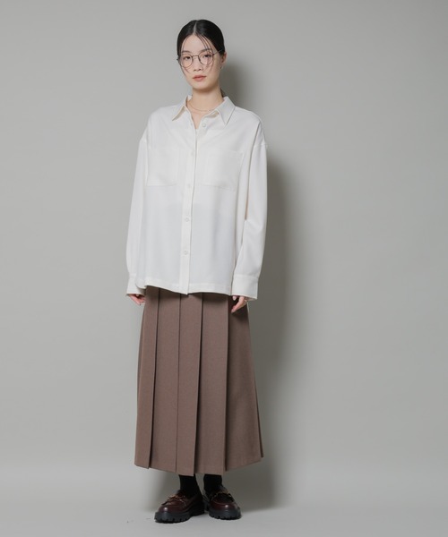 NANO universe（ナノユニバース）の「ワイドプリーツロングスカート（スカート・レディース・モカ/ベージュ/ブラック・FREE）」の16枚目の写真