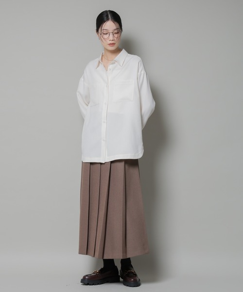 NANO universe（ナノユニバース）の「ワイドプリーツロングスカート（スカート・レディース・モカ/ベージュ/ブラック・FREE）」の17枚目の写真