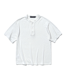 クラウドスラブヘンリーネックハーフTシャツ_ホワイト