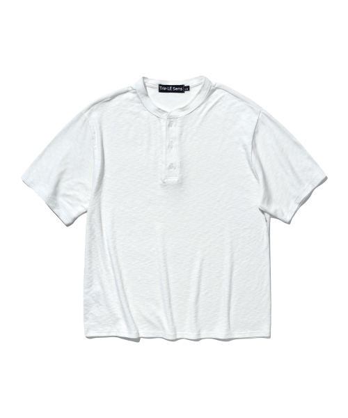 TRIP LE SENS(トリップ ル センス)の「クラウドスラブヘンリーネックハーフTシャツ_ホワイト(Tシャツ/カットソー・レディース・その他・MEDIUM/LARGE)」の1枚目の写真