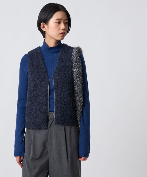 CITEN(シテン)の「<CITEN>ブークレニットジップベスト(ベスト・レディース・ネイビー/ライトグレー/ダークブラウン・FREE)」の1枚目の写真