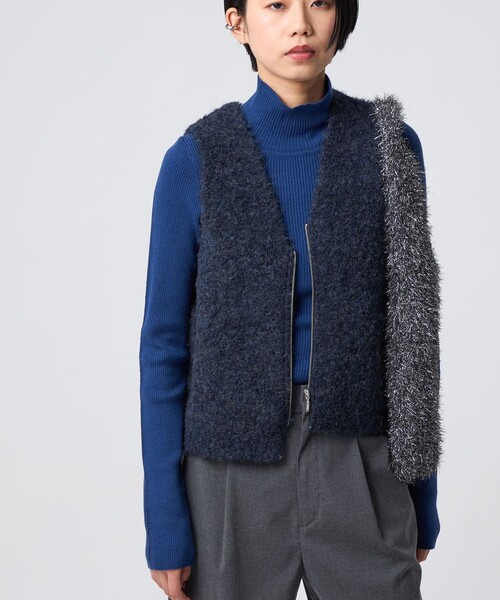 CITEN(シテン)の「<CITEN>ブークレニットジップベスト(ベスト・レディース・ネイビー/ライトグレー/ダークブラウン・FREE)」の4枚目の写真