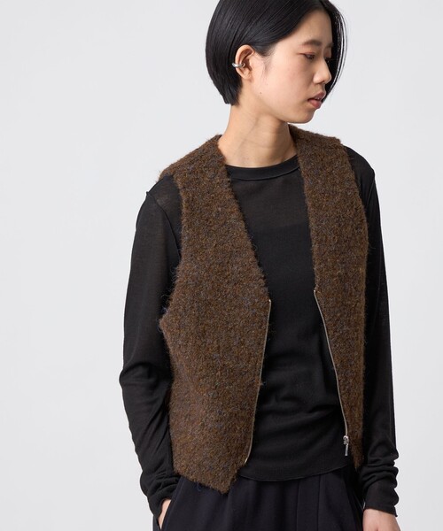 CITEN(シテン)の「<CITEN>ブークレニットジップベスト(ベスト・レディース・ネイビー/ライトグレー/ダークブラウン・FREE)」の9枚目の写真