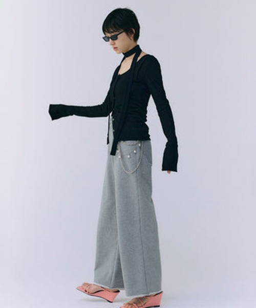 JOSE MOON(ジョゼムーン)の「【JOSEMOON/ジョゼムーン】SCARF CHOKER TOPS/スカーフチョーカートップス(Tシャツ/カットソー・レディース・ダークグレー/ブラック・FREE)」の15枚目の写真