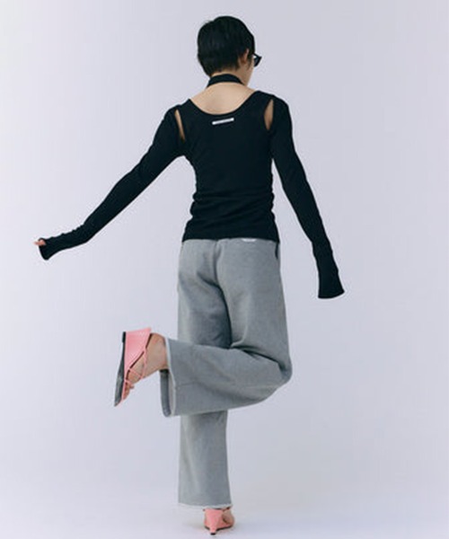 JOSE MOON(ジョゼムーン)の「【JOSEMOON/ジョゼムーン】SCARF CHOKER TOPS/スカーフチョーカートップス(Tシャツ/カットソー・レディース・ダークグレー/ブラック・FREE)」の16枚目の写真