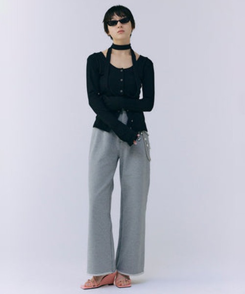 JOSE MOON(ジョゼムーン)の「【JOSEMOON/ジョゼムーン】SCARF CHOKER TOPS/スカーフチョーカートップス(Tシャツ/カットソー・レディース・ダークグレー/ブラック・FREE)」の13枚目の写真