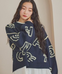 niko and... | レタリングジャガードニットプルオーバー(ニット/セーター)