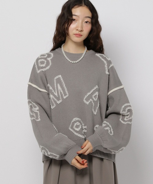レタリングジャガードニットプルオーバー（ニット/セーター）｜niko
