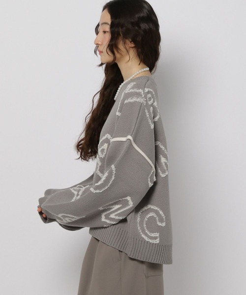 レタリングジャガードニットプルオーバー（ニット/セーター）｜niko