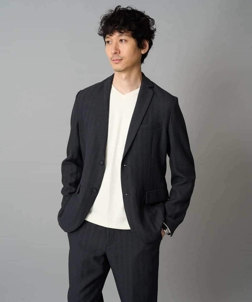 a.v.v（アーヴェヴェ）の「LANATECヘリンボーンテーラードジャケット【イージーケア/毛玉になりにくい/洗濯機で洗える/ストレッチ】（テーラードジャケット・メンズ・グレー/チャコールグレー・48/50/46）」の12枚目の写真
