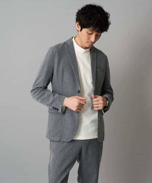 a.v.v（アーヴェヴェ）の「LANATECヘリンボーンテーラードジャケット【イージーケア/毛玉になりにくい/洗濯機で洗える/ストレッチ】（テーラードジャケット・メンズ・グレー/チャコールグレー・48/50/46）」の14枚目の写真
