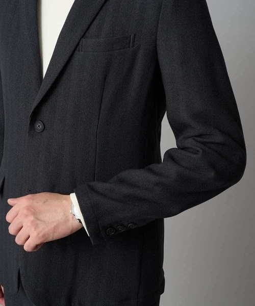 a.v.v（アーヴェヴェ）の「LANATECヘリンボーンテーラードジャケット【イージーケア/毛玉になりにくい/洗濯機で洗える/ストレッチ】（テーラードジャケット・メンズ・グレー/チャコールグレー・48/50/46）」の21枚目の写真
