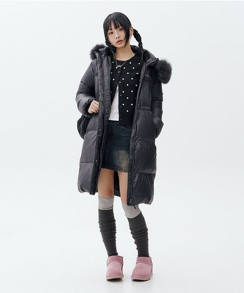 MUCENT（ムセント）の「クレイルバックポケットビッグロゴデニムスカート（2カラー）（スカート・レディース・ダークブルー/エメラルドブルー・SMALL/MEDIUM/LARGE）」の11枚目の写真