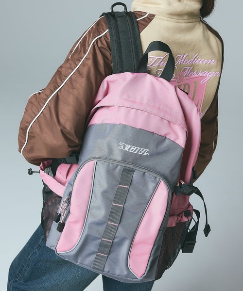 X-girl(エックスガール)の「GEAR LOOP BACKPACK(バックパック/リュック・レディース・ピンク/ブラック・ONE SIZE)」の1枚目の写真