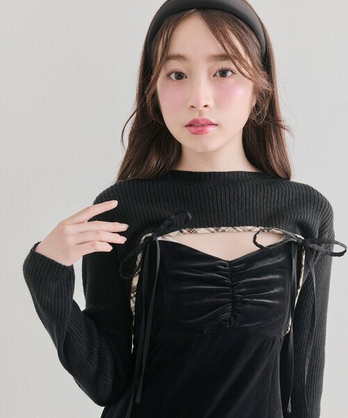 OLIVE des OLIVE(オリーブデオリーブ)の「ニットセットミニキャミワンピース(ワンピース・レディース・ブラウン/ブラック/ブラック系その他・FREE)」の5枚目の写真