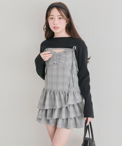 OLIVE des OLIVE(オリーブデオリーブ)の「ニットセットミニキャミワンピース(ワンピース・レディース・ブラウン/ブラック/ブラック系その他・FREE)」の9枚目の写真