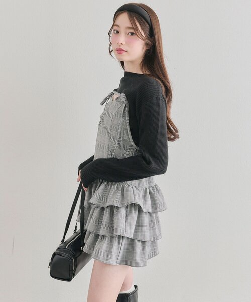 OLIVE des OLIVE(オリーブデオリーブ)の「ニットセットミニキャミワンピース(ワンピース・レディース・ブラウン/ブラック/ブラック系その他・FREE)」の11枚目の写真