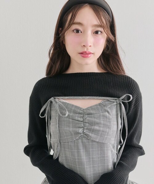 OLIVE des OLIVE(オリーブデオリーブ)の「ニットセットミニキャミワンピース(ワンピース・レディース・ブラウン/ブラック/ブラック系その他・FREE)」の12枚目の写真