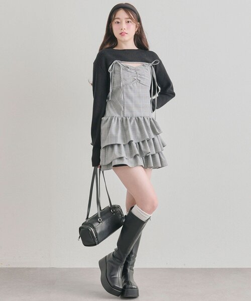OLIVE des OLIVE(オリーブデオリーブ)の「ニットセットミニキャミワンピース(ワンピース・レディース・ブラウン/ブラック/ブラック系その他・FREE)」の14枚目の写真