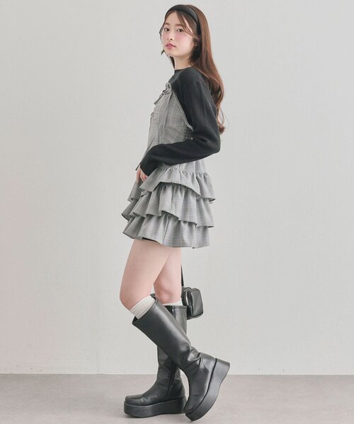 OLIVE des OLIVE(オリーブデオリーブ)の「ニットセットミニキャミワンピース(ワンピース・レディース・ブラウン/ブラック/ブラック系その他・FREE)」の7枚目の写真