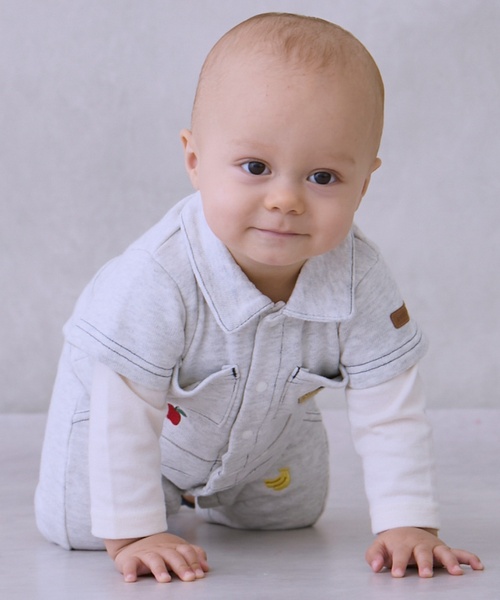 petit main（プティマイン）の「総刺しゅう衿つきカバーオール（ロンパース・キッズ・ネイビー/ホワイト系その他・70cm/80ｃｍ）」の18枚目の写真