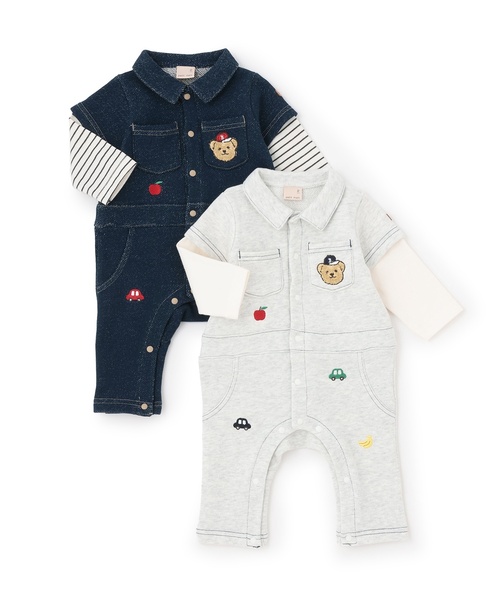 petit main（プティマイン）の「総刺しゅう衿つきカバーオール（ロンパース・キッズ・ネイビー/ホワイト系その他・70cm/80ｃｍ）」の16枚目の写真