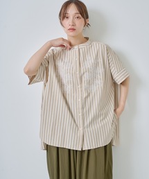 「KELEN / ケレン」フラワーレース刺繍ストライプブラウス