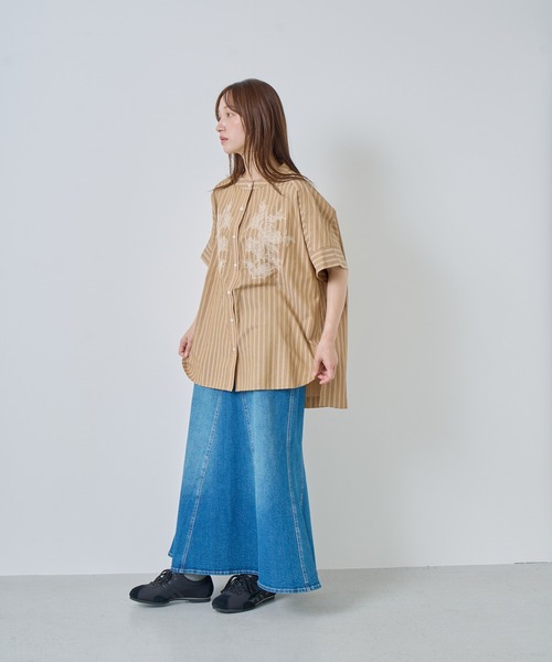 Kelen（ケレン）の「「KELEN / ケレン」フラワーレース刺繍ストライプブラウス（シャツ/ブラウス・レディース・ライトベージュ/サックスブルー/ベージュ・S/M）」の14枚目の写真
